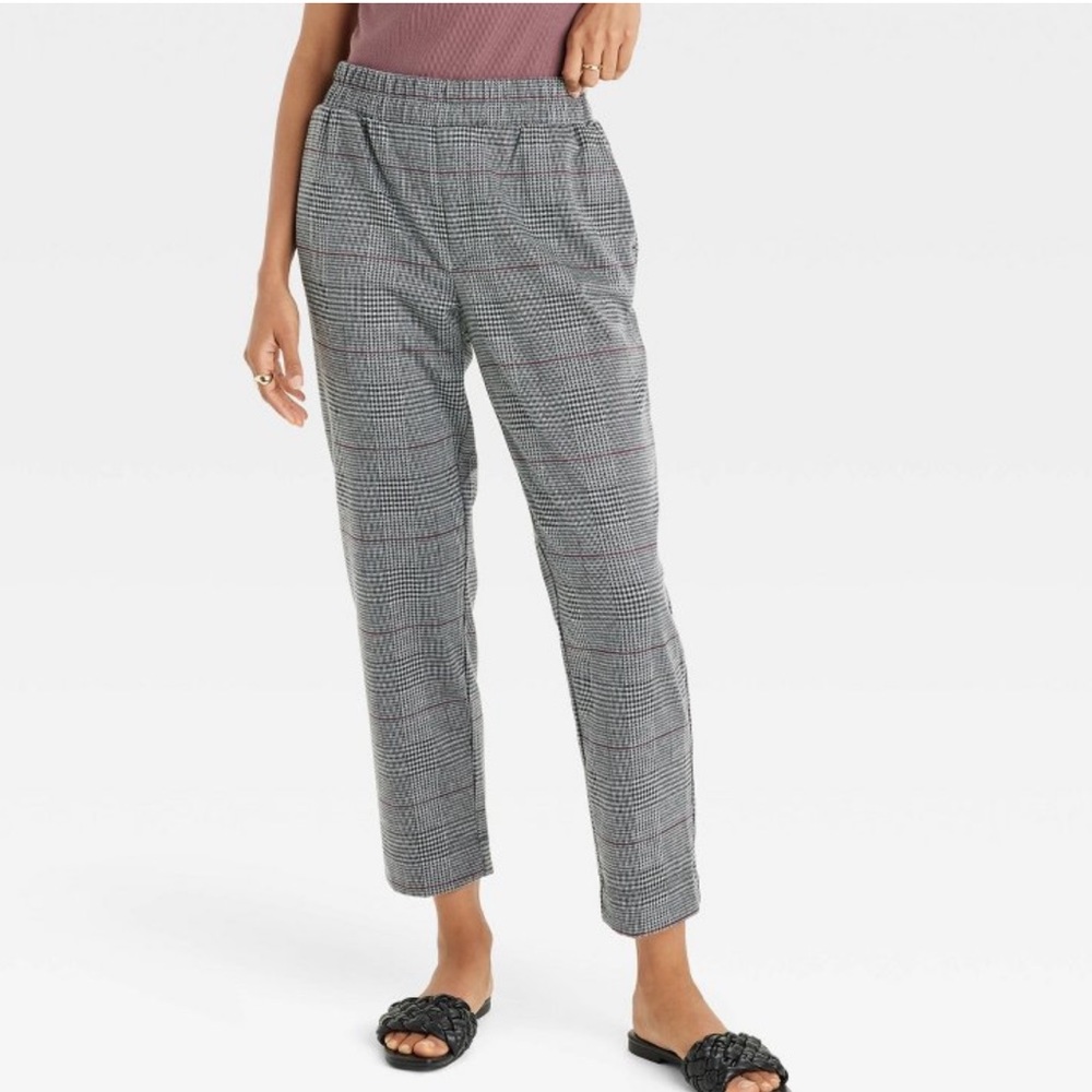 High Rise Slim Straight Fit Ankle Pull On Pants